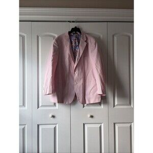 Alan Flusser Pink Pinstripe  Cotton Lightweight Sportcoat Blazer XL